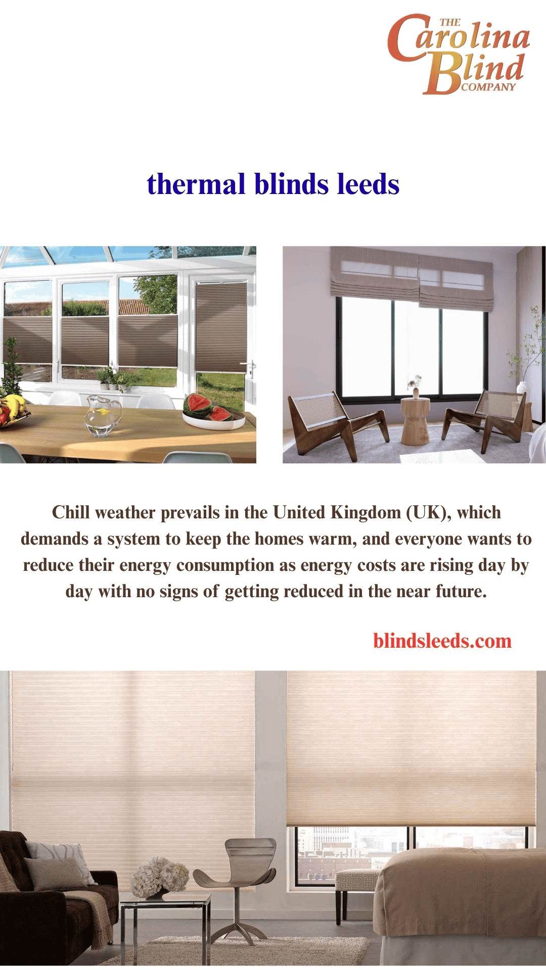thermal blinds leeds A trusted local specialist providing high-quality thermal blinds Leeds, The Carolina Blind Company, helps home and business owners stay comfortable all year round. For more visit: https://blindsleeds.com/ by Blindsleeds