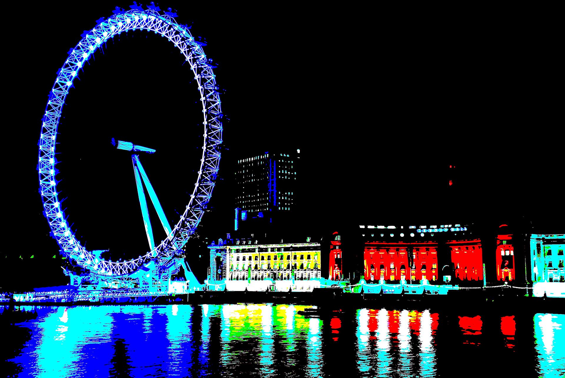 London Eye (2).jpg London Eye Night Landscape Pop Art Image, Romantic London Eye, by PopArtMediaProductions