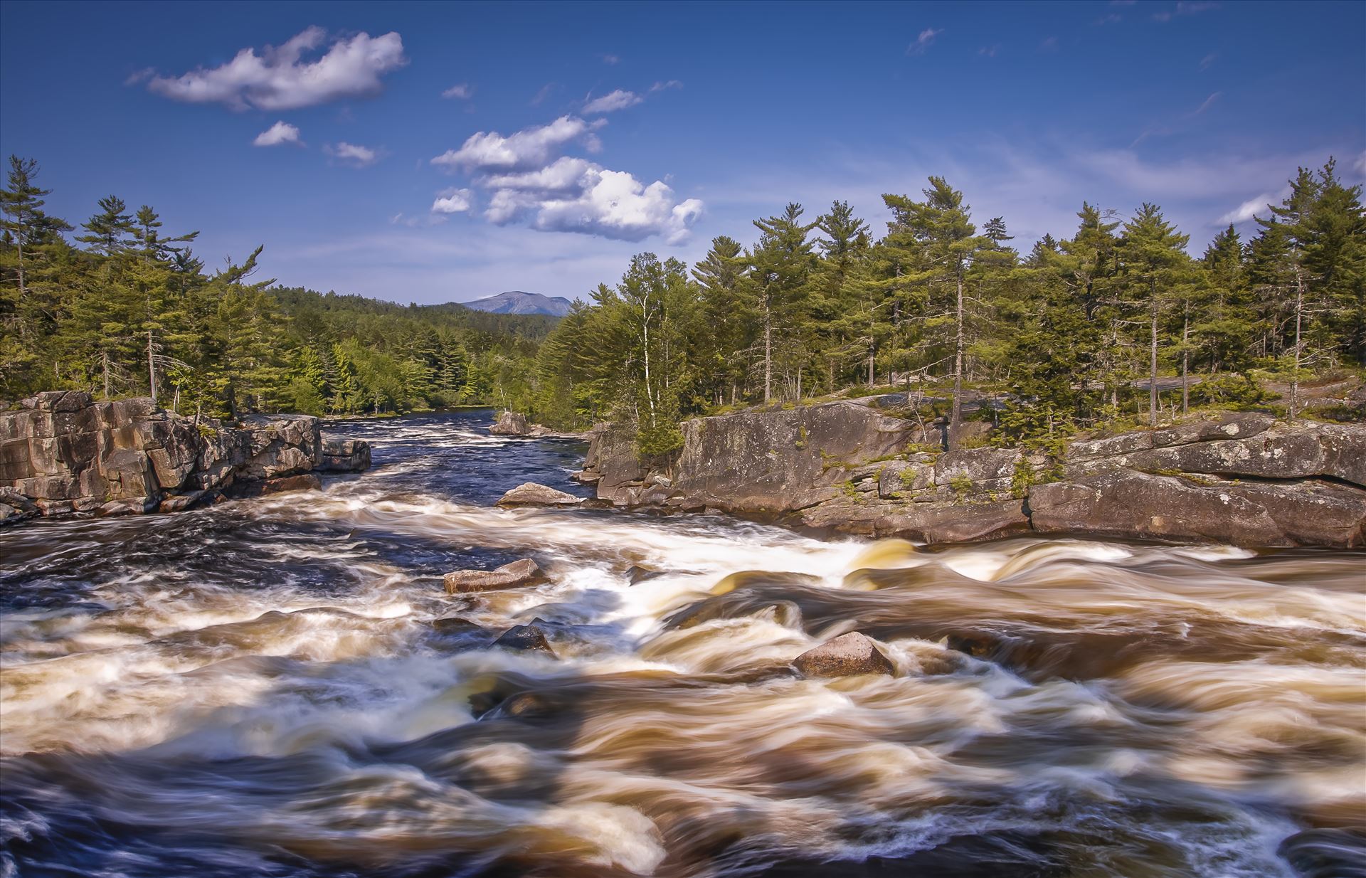 The Cribworks with MT Katahdin "The Cribworks" with Mount Katahdin in Background. Located in Northern Maine on the West Branch Penobscot River by Buckmaster