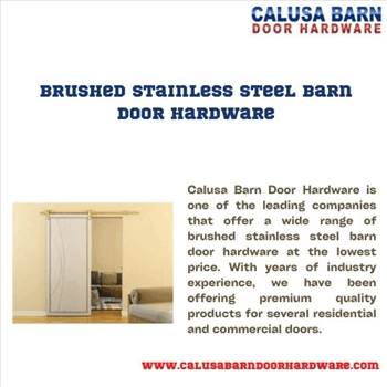 Brushed stainless steel barn door hardware by Calusabarndoorhardware