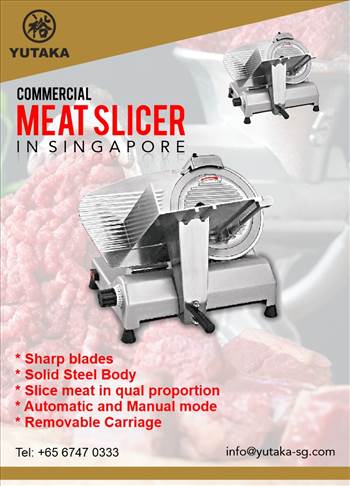 At Yutaka Pte Ltd get a commercial meat slicer in Singapore that is composed of steel and propelled by an electric motor. The meat's fineness is determined by the size of the pores on the plate used in the meat mincer. Meat portioning is a cinch because o