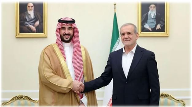 2025-04-23_161656.png - ۲۸ فروردین ۱۴۰۴ - ۱۷ آوریل ۲۰۲۵\r\nمسعود پزشکیان، رئیس جمهور ایران در دیدار با آقای بن سلمان به اشتراکات عمیق دینی و فرهنگی میان کشورهای اسلامی اشاره کرد و به وزیر دفاع عربستان گفت: «ما شما را برادران خود می‌دانیم و از ابتدای آغاز به کار دولت، بر تقویت ارتب