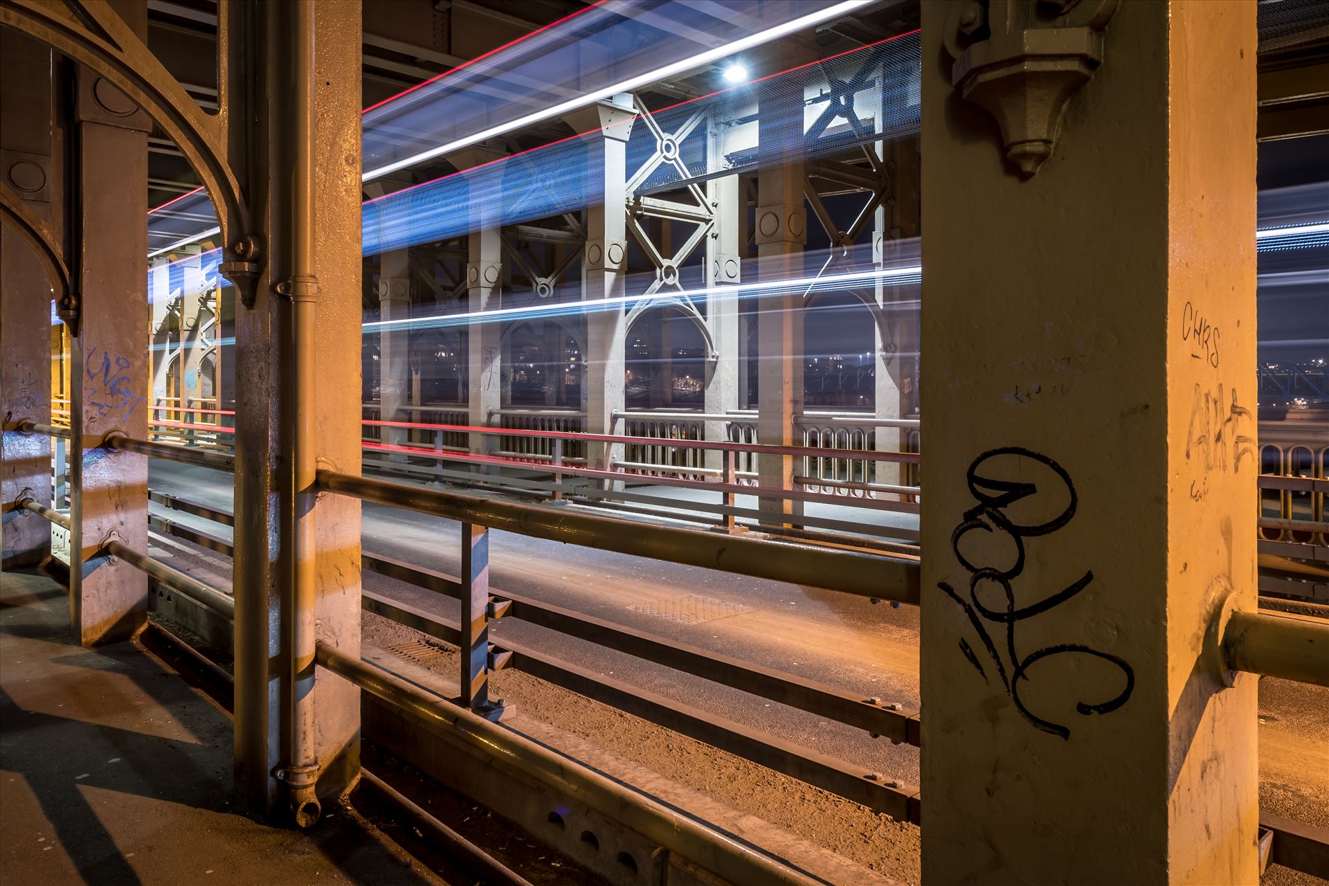 Light trails on the High Level Bridge  by philreay