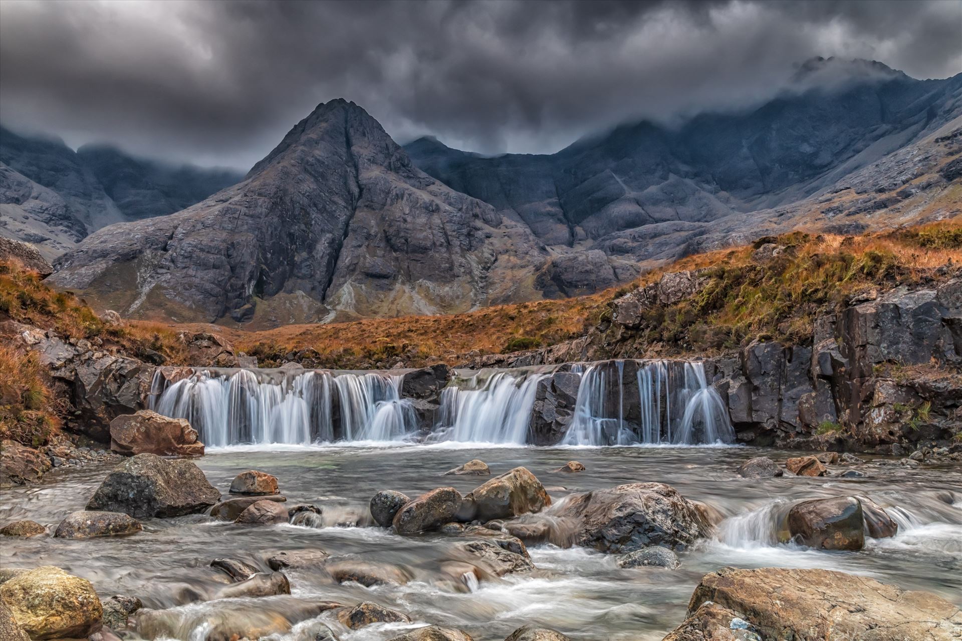 The Fairy Pools, Skye The Fairy Pools are a natural waterfall phenomenon in Glen Brittle on the Allt Coir' a' Mhadaidh river on the Isle of Skye. by philreay