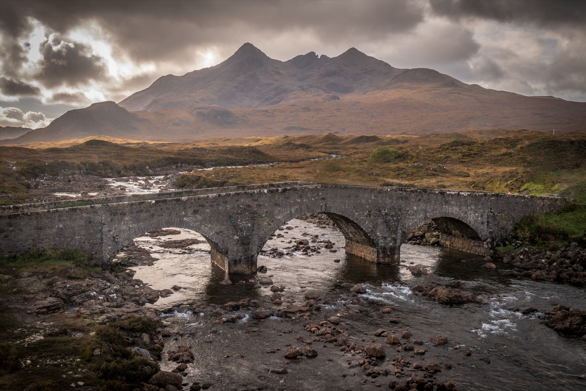 Sligachan Bridge, Isle of Skye (2) Sligachan is situated at the junction of the roads from Portree, Dunvegan & Broadford on the Isle of Skye. The Cullin mountains can be seen in the background. by philreay