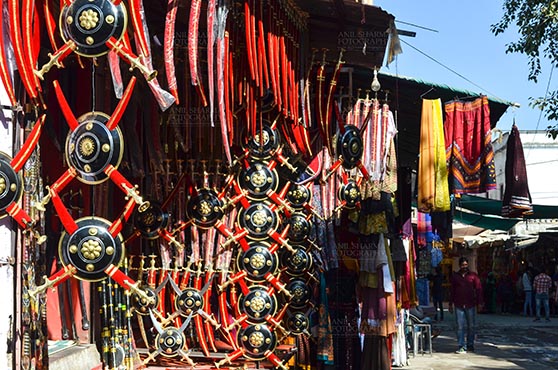 Fairs- Pushkar Fair, Rajasthan, India. (Photo: Anil Sharma) Pushkar, Rajasthan, India- January 16, 2018: A shop of traditional Rajasthani swords at Pushkar, Rajasthan, India. by Anil