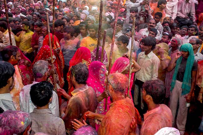 Festivals- Lathmaar Holi of Barsana (India) Lagre number of people gathered to celebrate Lathmaar Holi at Barsana, Mathura, Uttar Pradesh, India. by Anil