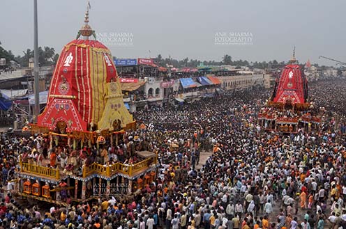 Festivals- Jagannath Rath Yatra, Puri, Odisha, India. (Photo:  Atul Sharma) Procession of the glorious chariots of Lord Balbhadra and Lord Jagannath, accompanied by thousands of pilgrims, for Jagannath Rath Yatra at Puri, Odisha, India. by Anil