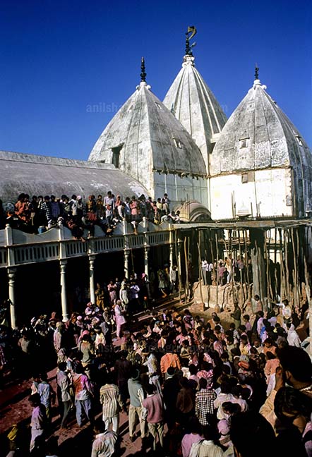 Festivals- Lathmaar Holi of Barsana (India) Large number of People gathered at Shri Radha Rani Temple temple at Barsana during "Lathmaar holi" Mathura, Uttar Pradesh, India. by Anil
