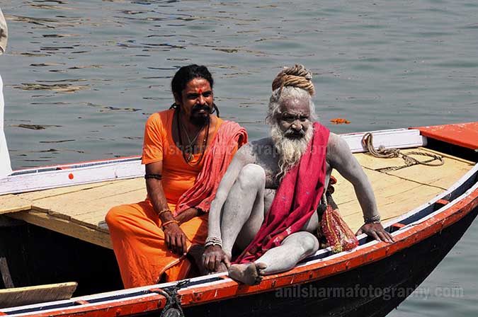 Culture- Naga Sadhu’s (India) Two Naga Sadhu’s on the boat in Varanasi by Anil