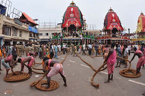 Festivals- Jagannath Rath Yatra (Odisha) Preparation for the Lord Jagannath Rath Yatra at Puri, Odisha, India. by Anil