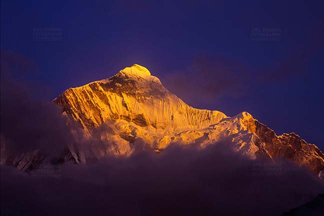 Mountains-  Nanda Devi East (India) Snow covered Golden Nanda Devi East in Kumaon Himalalyas in Uttarakhand, India. by Anil