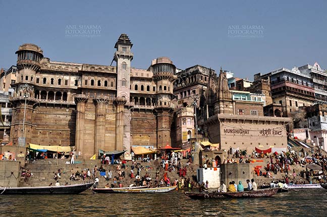 Travel- "Varanasi the city of light" Varanasi, Uttar Pradesh, India. (Photo: Atul Sharma) People sitting on stone steps of famous Munshi Ghats at Varanasi, Uttar Pradesh, India. by Anil