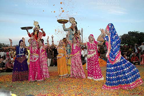 Festivals- Holi and Elephant Festival (Jaipur) Rajasthani folk artists performing Radha-Krishana Leela at Holi and Elephant Festival at jaipur, Rajasthan (India).
. by Anil
