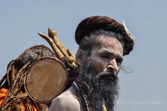 Culture- Naga Sadhu’s (India) A long hairs Naga Sadhu with trishul at Varanasi. by Anil