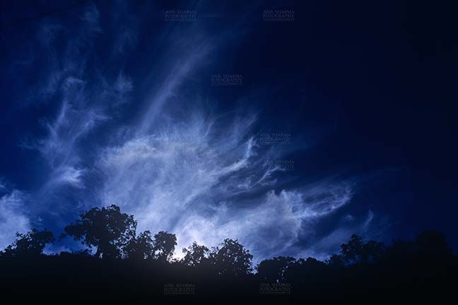 Clouds- Sky with Clouds (Dhanolti) Dhanolti, Uttarakhand, India- 14 December 2006: Dark blue sky with white clouds at Dhanolti, Uttarakhand, India. (Photo By Atul Sharma) by Anil