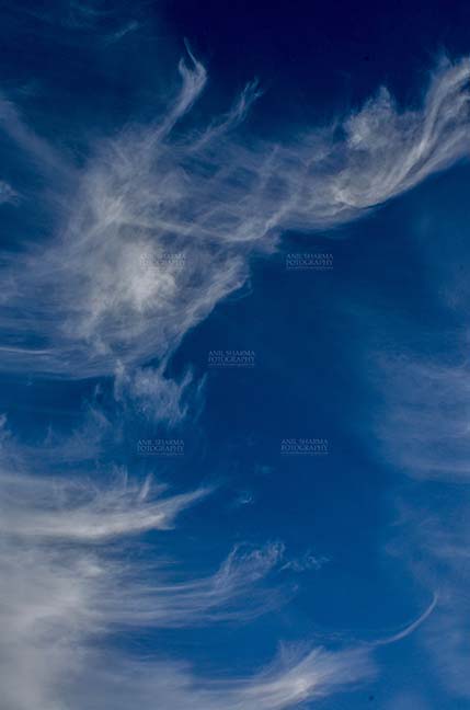Clouds- Sky with Clouds (Lansdowne) Clouds over Lansdowne, Uttarakhand, India- November 24, 2016: Dark blue sky with dancing clouds early in the morning over Lansdowne, Uttarakhand, India. by Anil