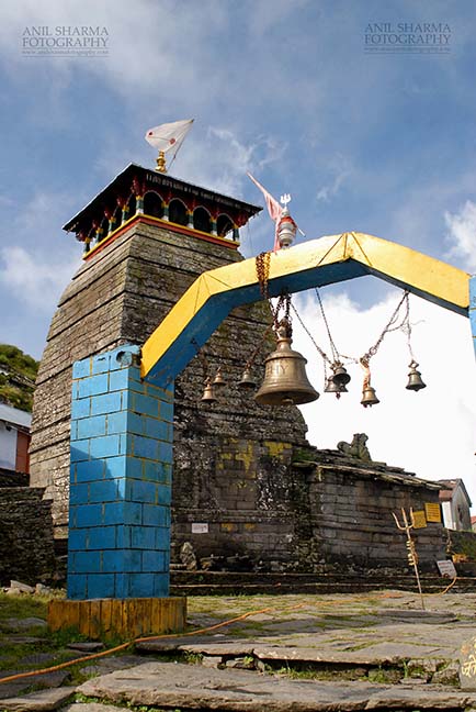 Religion- Tungnath Temple, Uttarakhand (India) Tungnath, Chopta, Uttarakhand, India- August 18, 2009: Hanging bells at the Tungnath Temple main entrance  at Tungnath, Chpota, Uttarakhand, India. by Anil