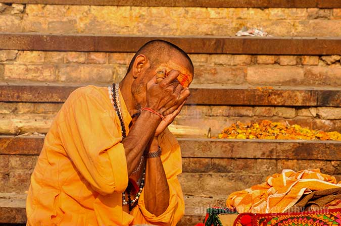 Culture- Naga Sadhu’s (India) A Naga Sadhu injoying claypipe smoking at Varanasi Ghat. by Anil