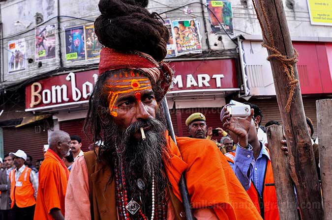 Culture- Naga Sadhu’s (India) A long hair Naga Sadhu with Tikal on forehead in Varanasi city. by Anil