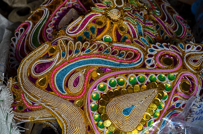 Festivals- Durga Puja Festival Durga Puja Festival, Noida, Uttar Pradesh, India- September 21, 2017: Art and decorative material used to make Hindu Gods and Goddess idols at Noida, Uttar Pradesh, India. by Anil