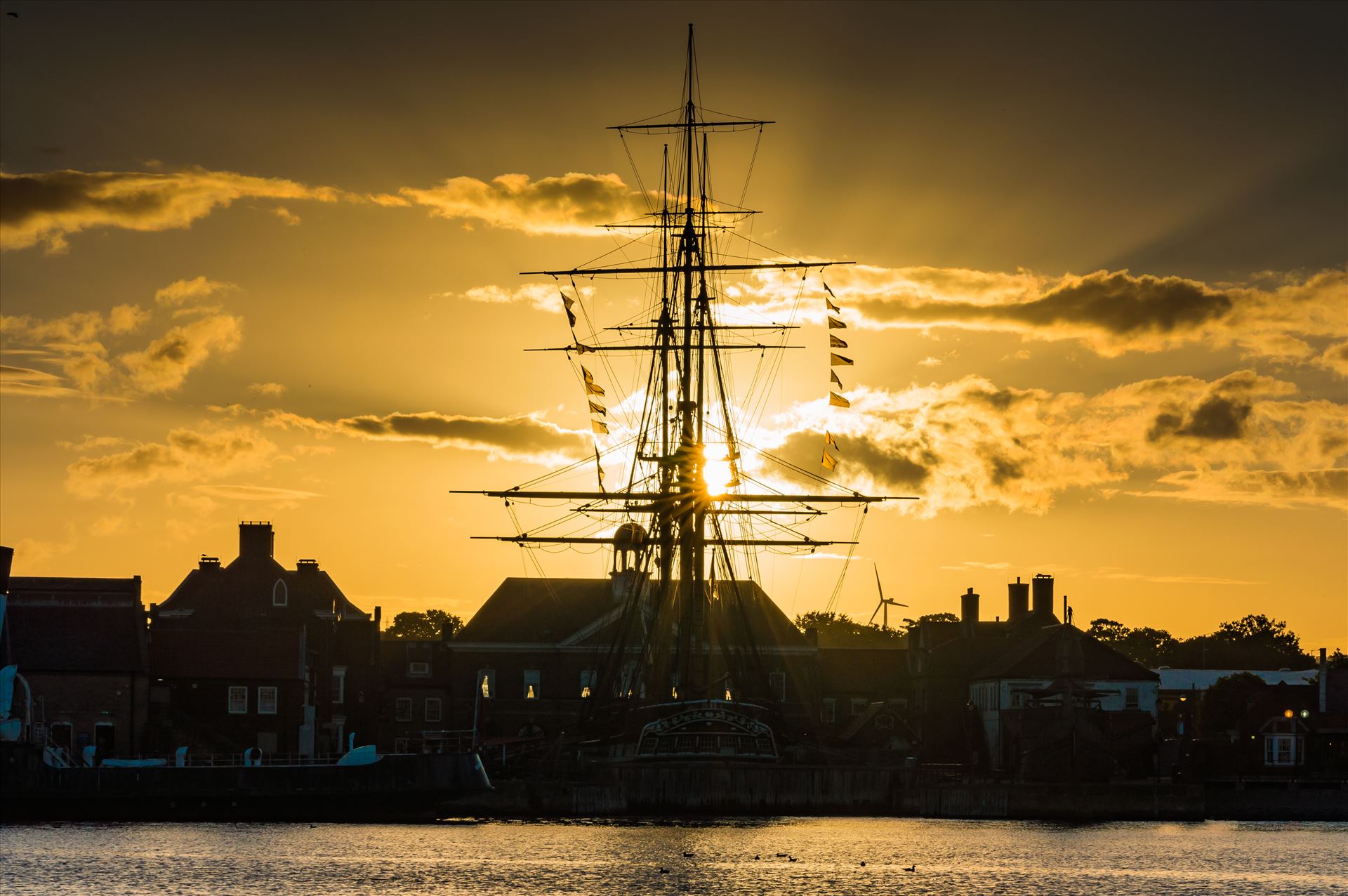 HMS Trincomalee Hartlepool Sunset HMS Trincomalee at sunset in the lovely seaside town of Hartlepool. by AJ Stoves Photography