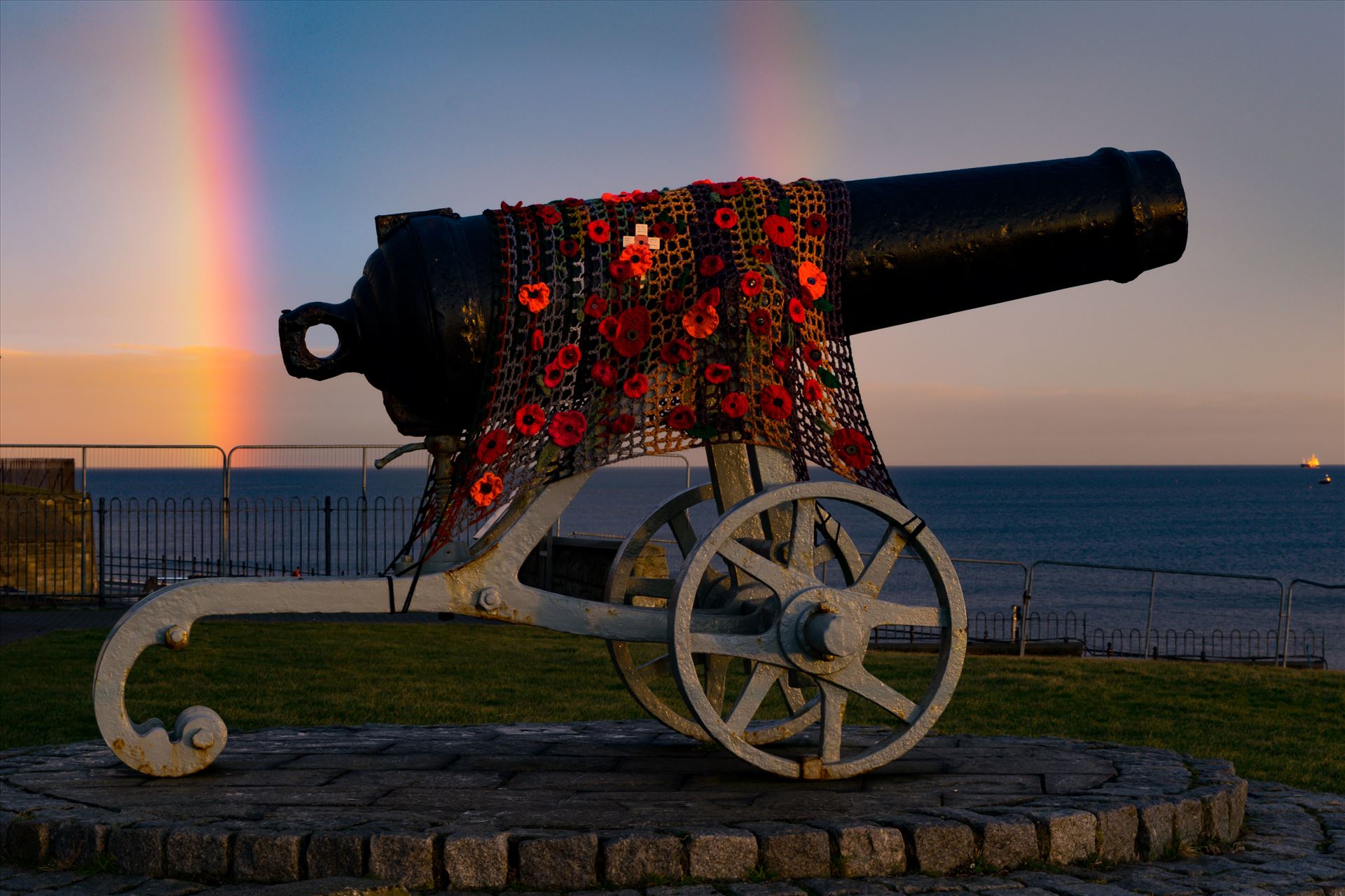 Cannon Double Rainbow The Cannon at Hartlepool Headland with a Double rainbow behind it by AJ Stoves Photography