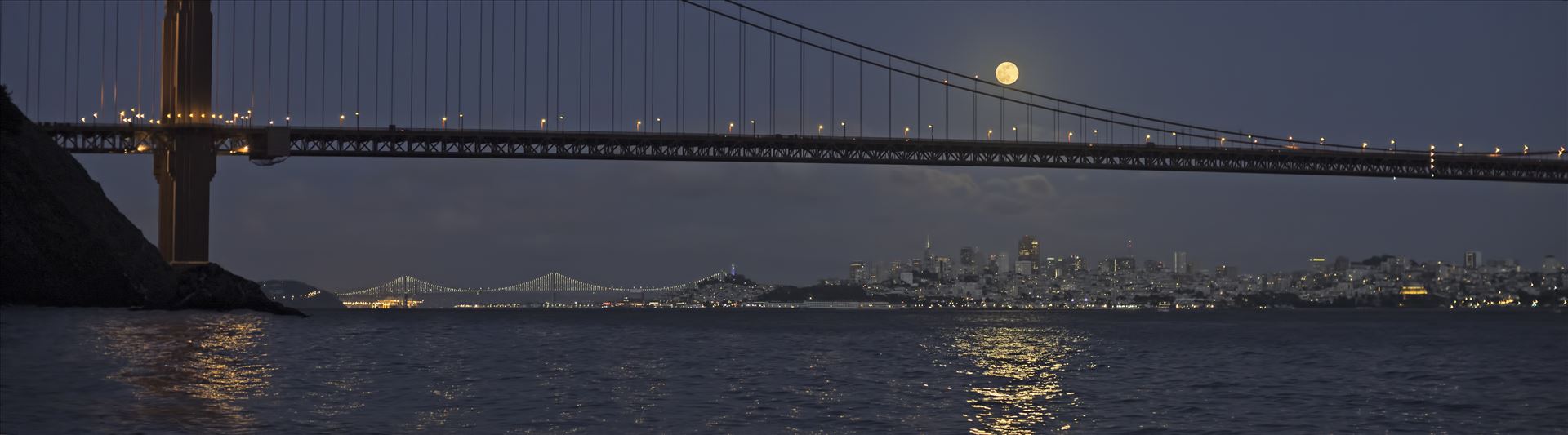 Moonrise Over the City Moonrise over the Golden Gate Bridge by Denise Buckley Crawford