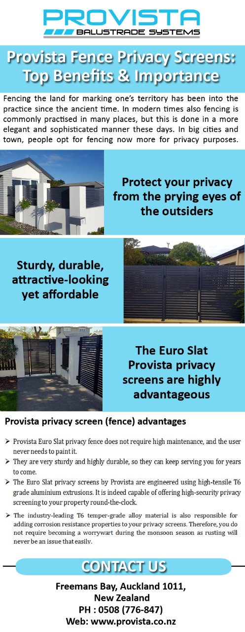 Provista Fence Privacy Screens: Top Benefits & Importance  You will understand the importance of installing fence privacy screens at your place. For more details, visit this link: https://bit.ly/3aCOyDx
 by Provista
