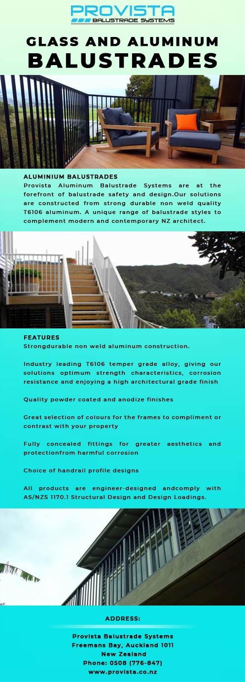 Get the latest aluminum balustrade Systems at Provista The clean architectural look of our solutions adds wow-factor and value to all styles of new and older homes and commercial properties.For more details, visit: https://provista.co.nz/aluminium-balustrades/ by Provista