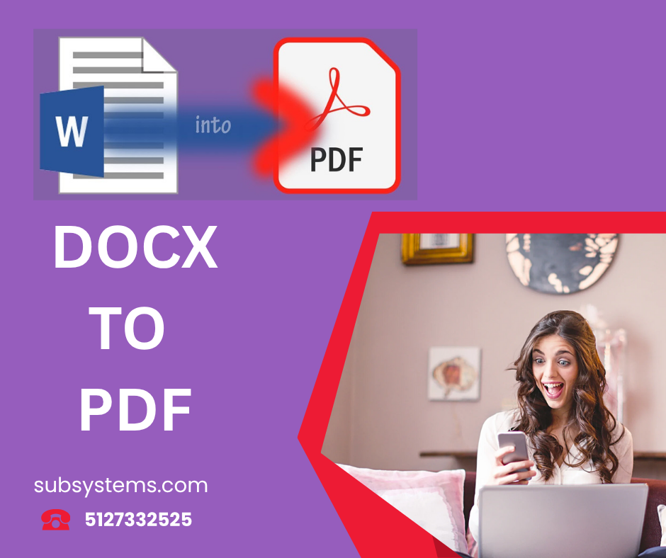 DOCX to PDF Converter It is truly simple to use DOCX to PDF Converter to convert DOCX. This tool is very user-friendly, no need to have technical knowledge.  Visit: https://www.subsystems.com/dpw.htm by subsystems