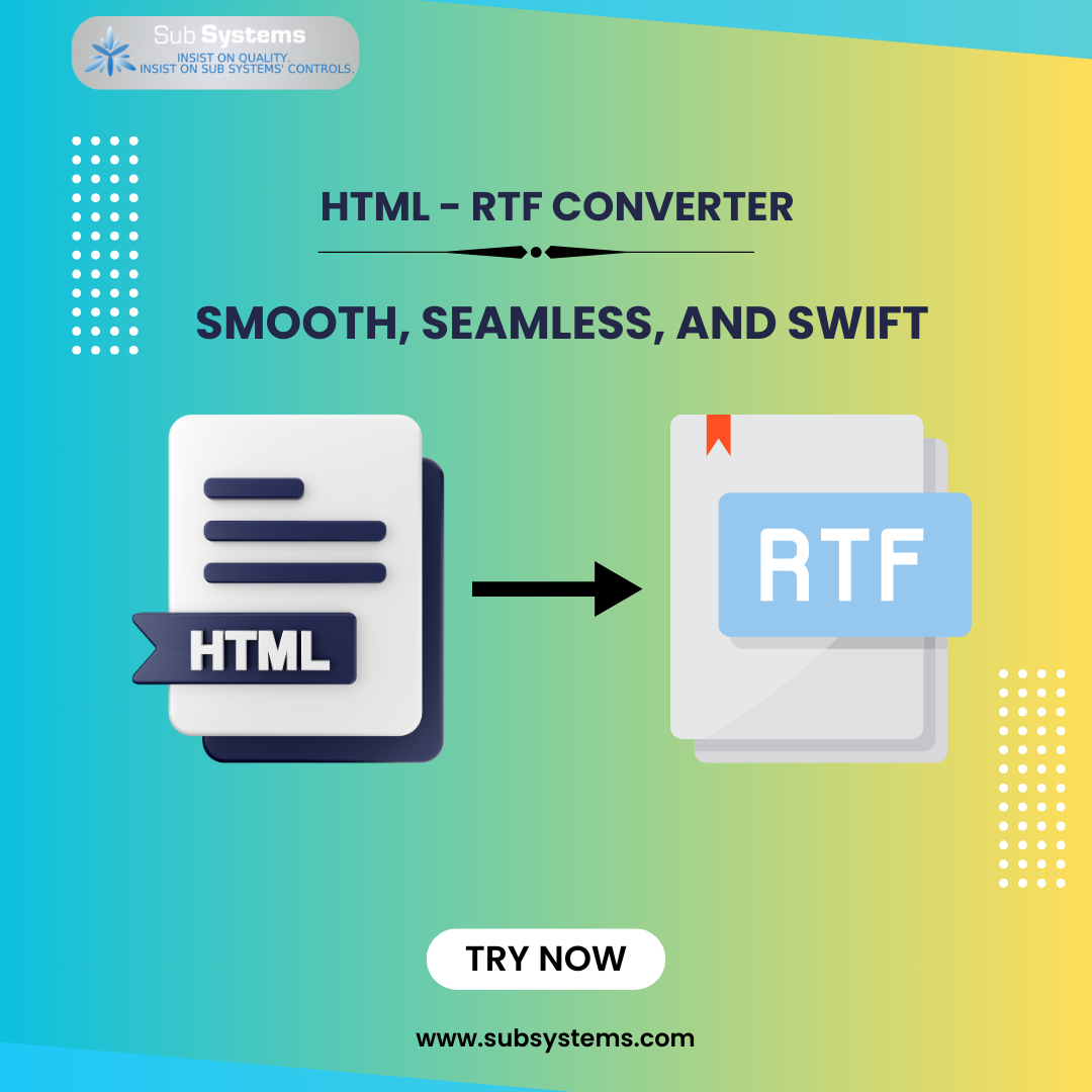 HTML - RTF Converter Now you can easily convert HTML to RTF with the help of this tool HTML – RTF converter. A very user-friendly tool for converting all types of HTML files error free.  Visit:  https://www.subsystems.com/hcw.htm by subsystems