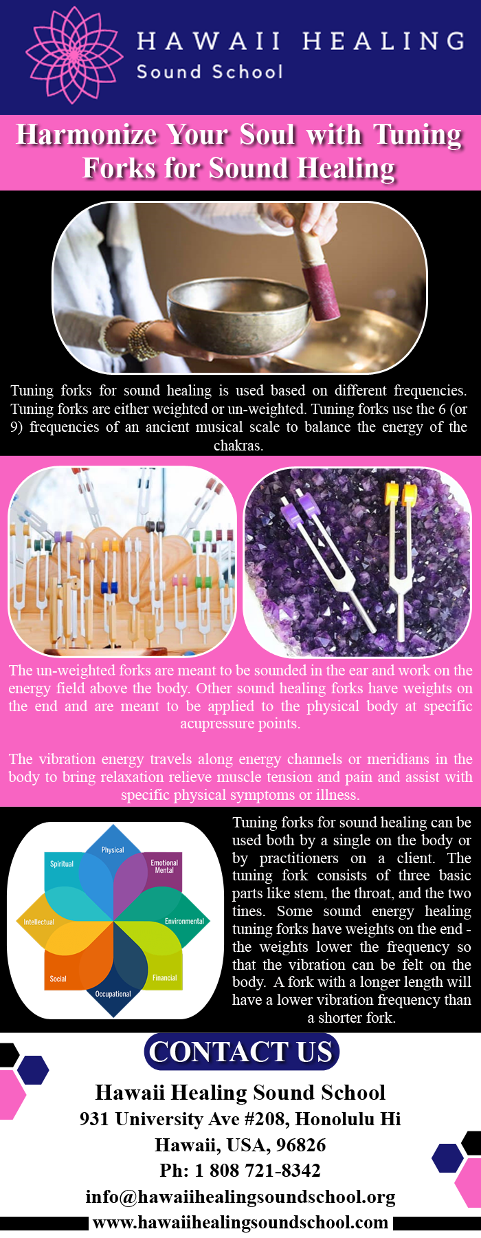 Harmonize Your Soul with Tuning Forks for Sound Healing Tuning forks for sound healing is used based on different frequencies. Tuning forks are either weighted or un-weighted. For more details, visit: https://www.hawaiihealingsoundschool.com/events/event/tuning-forks/
 by hawaiihealingusa