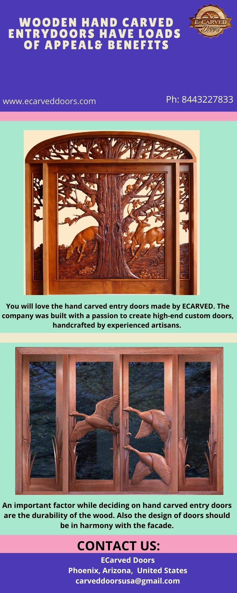 Wooden Hand Carved Entry Doors Have Loads of Appeal & Benefits.jpg Most of the wooMost of the wooden hand carved entry doors are made from solid wood or feature a solid engineered wood core, meaning you will get superior durability and insulation. Please visit: https://bit.ly/3hXkcBl
 by Ecarveddoors