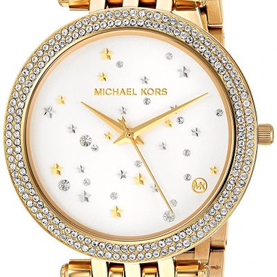 Michael Kors Darci Celestial Pave Quartz MK3727 Women’s Watch.jpg Features:

Gold Tone Stainless Steel Case,
Gold Tone Stainless Steel Bracelet,
Quartz Movement,
Mineral Crystal,
White Dial,
Analog Display,
Minimalist Dial Embellished With Stars And Crystals,
Pave Topring On Bezel,
Pull/Push Crown,
Deployment by zetawatches