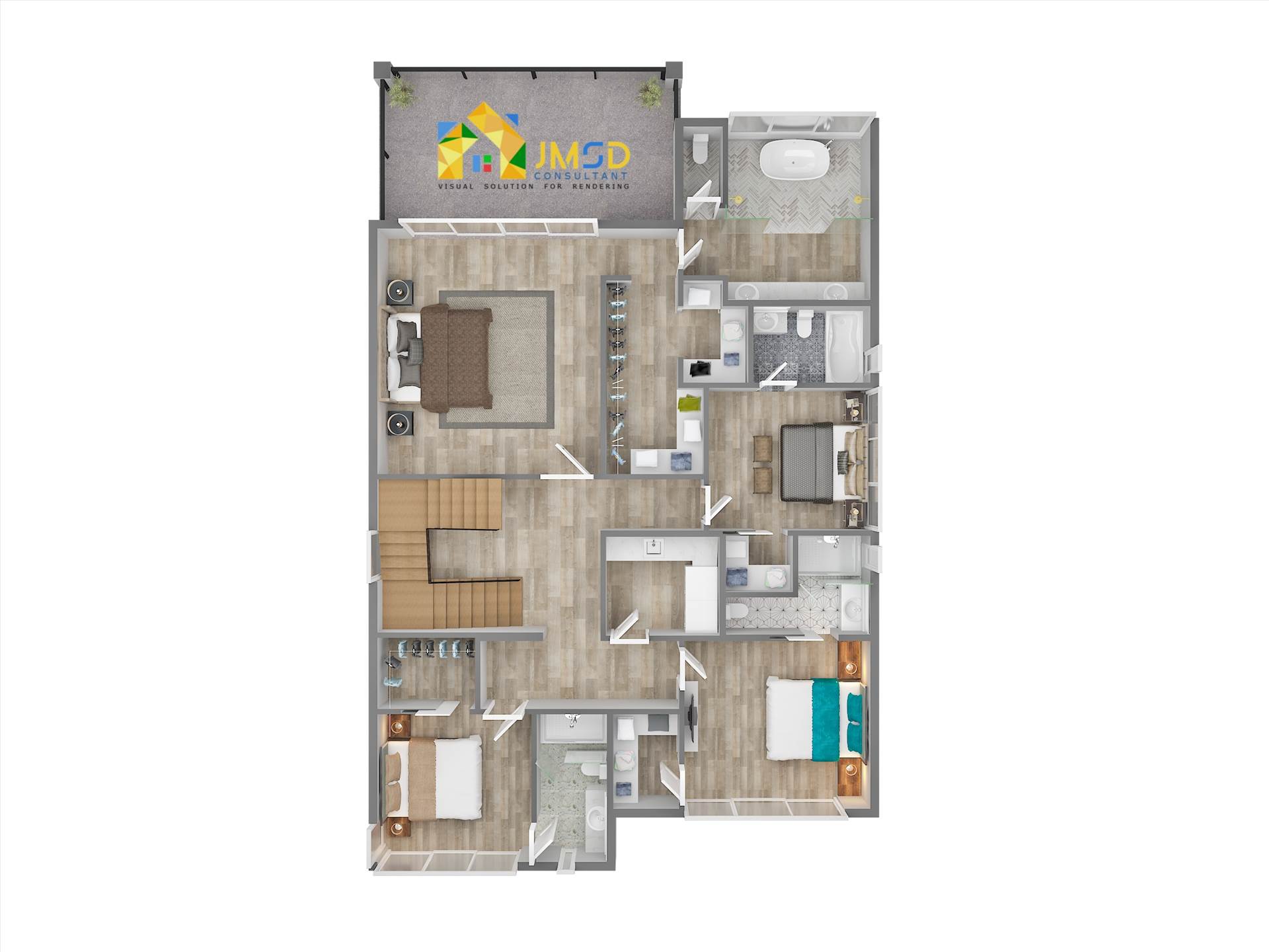 3D Architectural Rendering of House Floor Plans Design 3D Floor Plan Rendering Services to you with a stunning overview of your floor plan layout, giving you a better understanding of the texture, color, scale, and potential of a space. by JMSDCONSULTANT