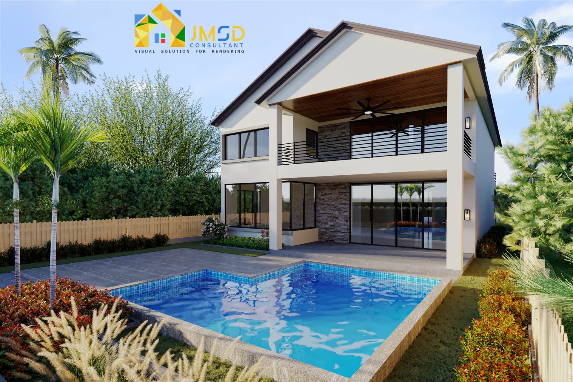 3D Home Exterior Rendering Services Photorealistic visualization tool to depict your entire property in one perspective. 3D Exterior Rendering Services range from Landscape designing, Exterior Front 3D View Rendering, 3D Angle View Rendering, Birds' Eye or Aerial View Rendering. by JMSDCONSULTANT