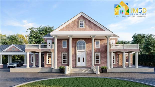 Classic Villa Home Exterior Design Rendering Saint Louis Missouri USA - Classic Villa Home Exterior Design Saint Louis MO would just want to be able to see the entire house so I can make a judgment call on the style/color of brick and columns.