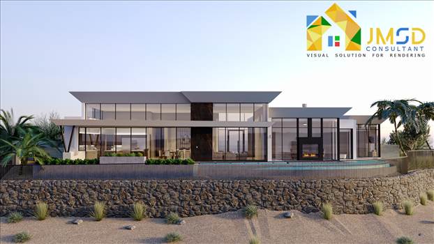 3D Visualization Villa Exterior Design Oakland California by JMSDCONSULTANT