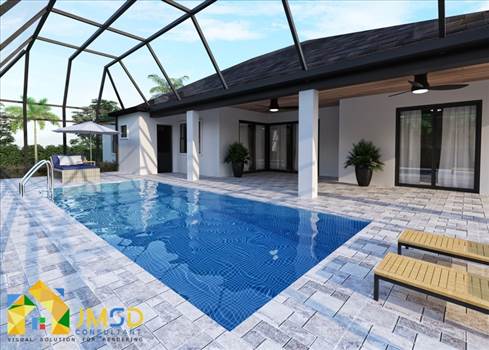 Swimming Pool Design Rendering Sarasota FL - 3D Rendering for Custom Swimming Pool Design Visualization By JMSD Consultant Rendering Studio.