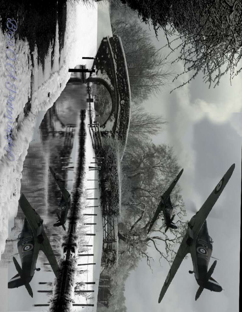 Who Dares Wins 2 mk1 Hawker Hurricanes practicing dogfighting durin the Battle of Britain 1940 over a Shropshire Canel. by WPC-21