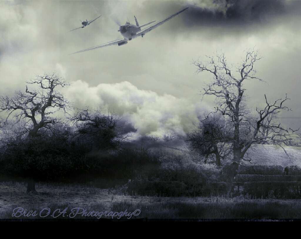 Returning Home 2 Mk11a's Spitfires returning to their airfield after a breif encounter with a group of German fighters during poor weather conditions in 1940. by WPC-21