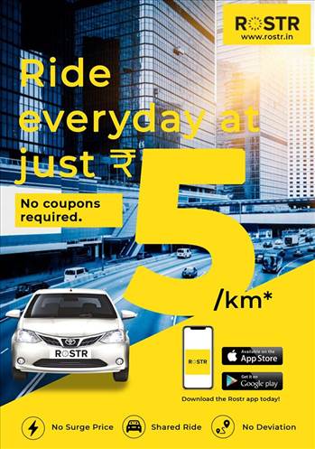 The most affordable cab ride in Bangalore just rs 5 per KM. Download the app. Android: https://play.google.com/store/apps/details?id=com.rostr.android.commuteapp.rostr iPhone: https://itunes.apple.com/us/app/rostr-app/id1447278221?mt=8&ign-mpt=uo%3D4