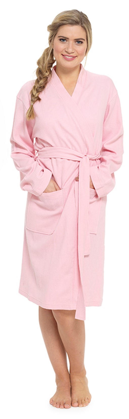 Ladies Waffle Dressing Gown Pink LN560A.jpg  by Thingimijigs