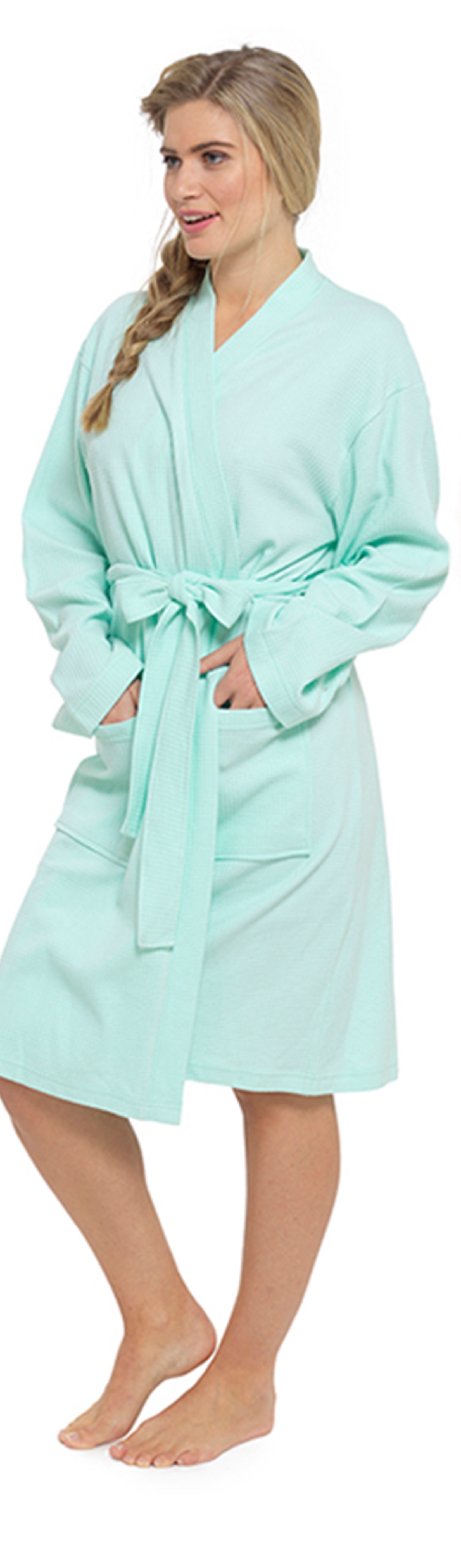 Ladies Waffle Dressing Gown Mint LN560A.jpg  by Thingimijigs