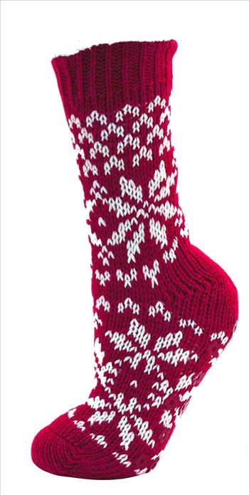 Ladies Knitted Socks SK248A Red.jpg - 