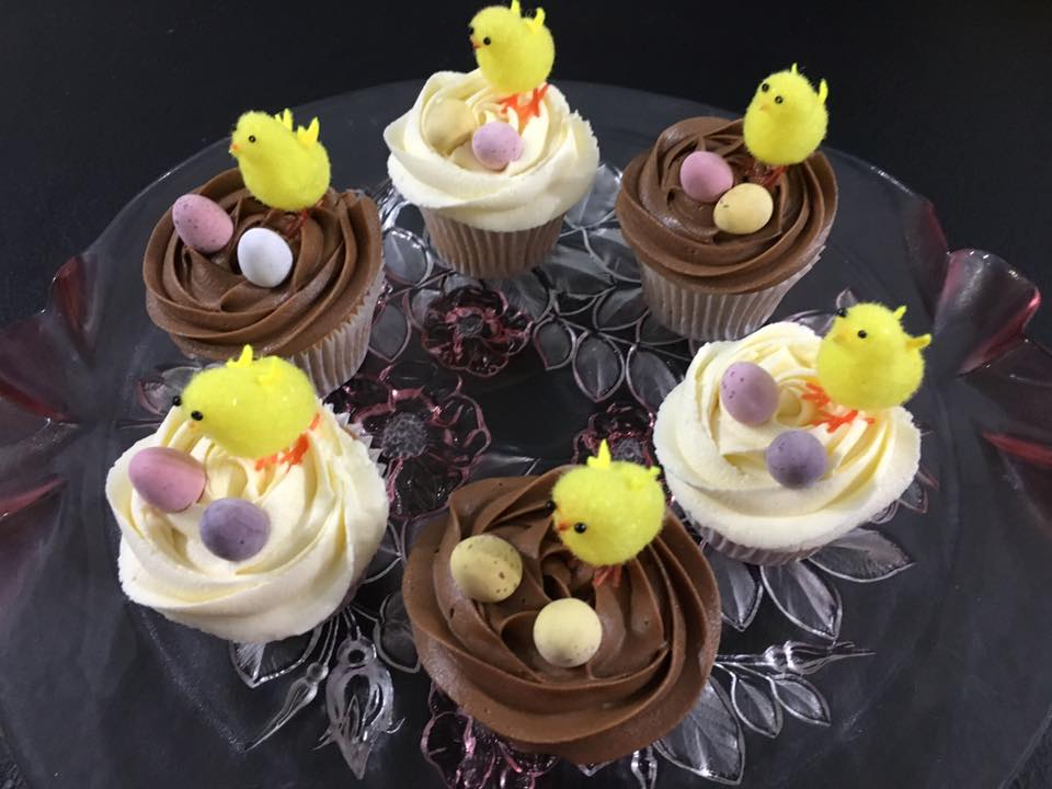 . Chocolate and vanilla cupcakes, piped with chocolate and raspberry ripple buttercream, these were a real Easter treat. by Alison Wonderland Bakes