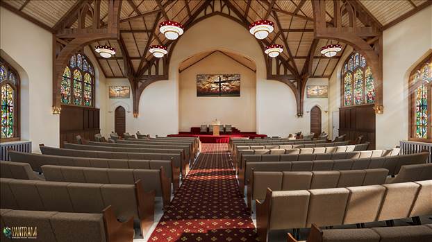The church hall, cafeteria, and convention hall each have their distinct atmospheres and purposes.

Architectural Rendering Services:
3d Exterior Rendering Services
3d Interior Rendering Services
3d Walkthrough Video
3d Floor Plan

Church Hall:
T