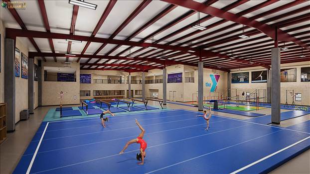 The 3d architectural animation studio gymnasium hall is a spacious indoor venue designed for exercise and sports activities. It typically features high ceilings, ample lighting, and a smooth, non-slippery floor surface suitable for various types of physic