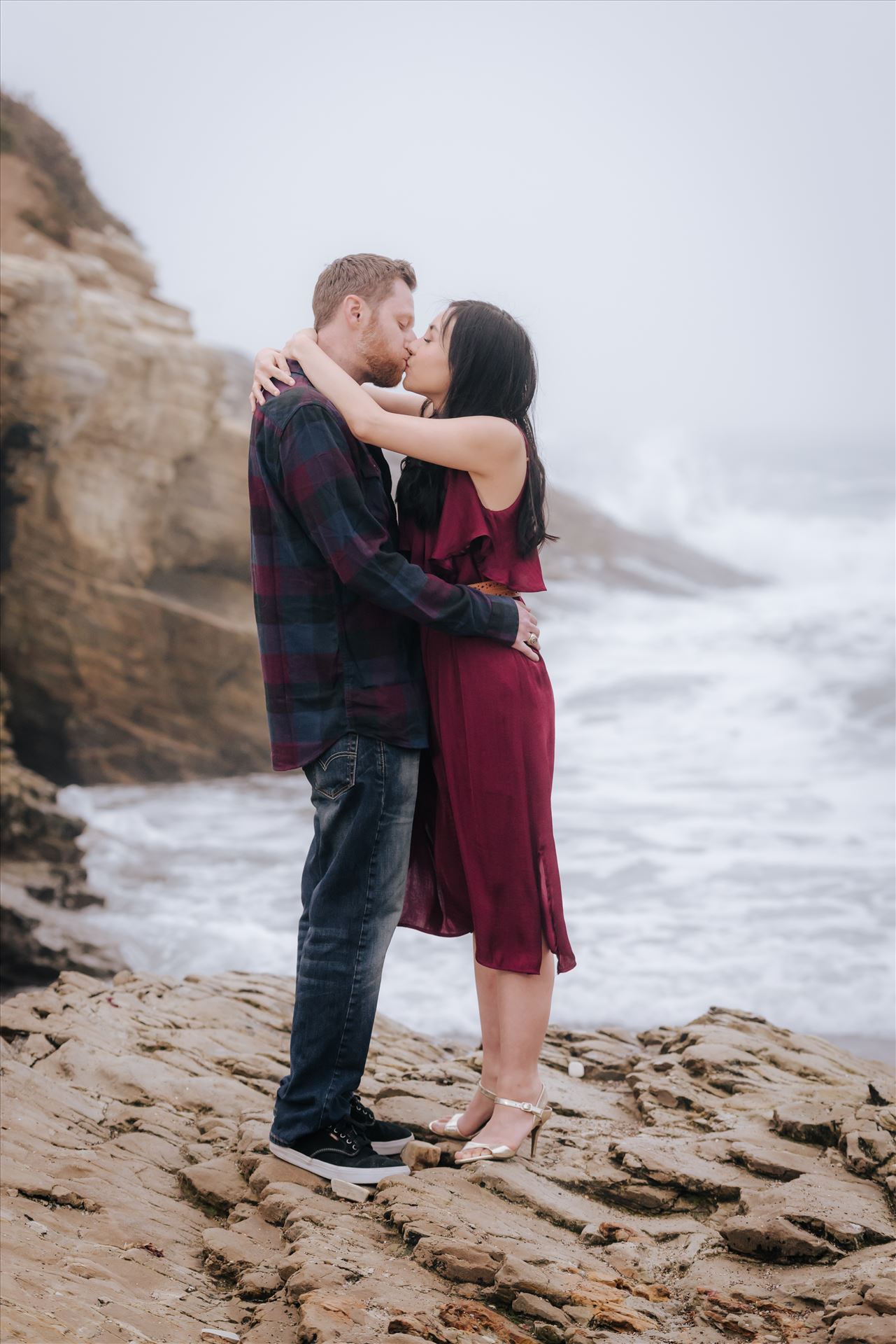Carmen and Josh 12 Montana de Oro Spooners Cove Engagement Photography Los Osos California.  Kiss on the nose by Sarah Williams